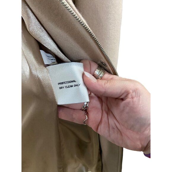 Kenneth Cole New York Long Peacoat Beige Size 6 Y2K Quiet Luxury Minimalist Wool - Picture 6 of 16